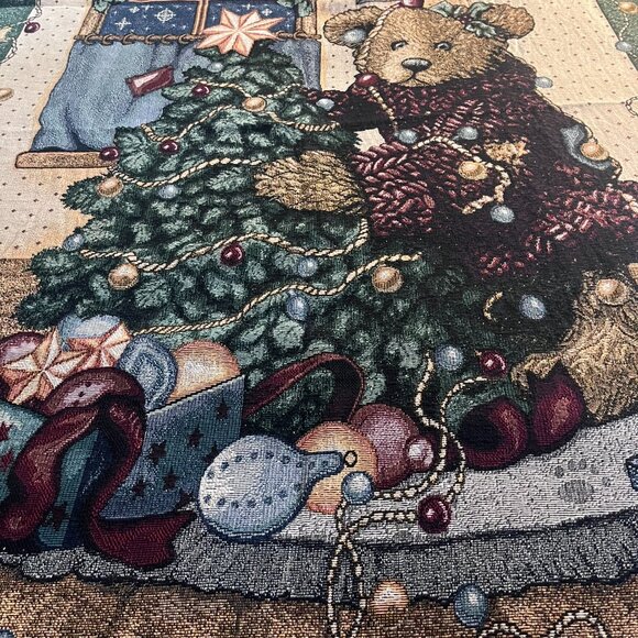 (VCC)Boyds Bears & Friends Christmas Tapestry Throw Blanket - Picture 5 of 8
